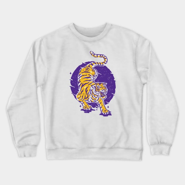 Vintage Japanese Tiger Illustration // Purple and Gold Tiger Crewneck Sweatshirt by SLAG_Creative